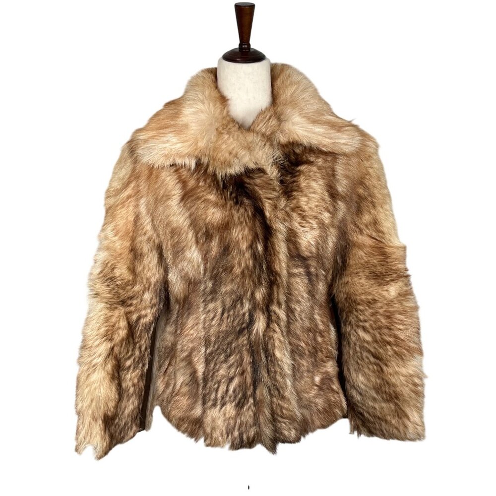 VINTAGE DINO RICCO Kid Fur & Leather Jacket Brown Sz M EUC